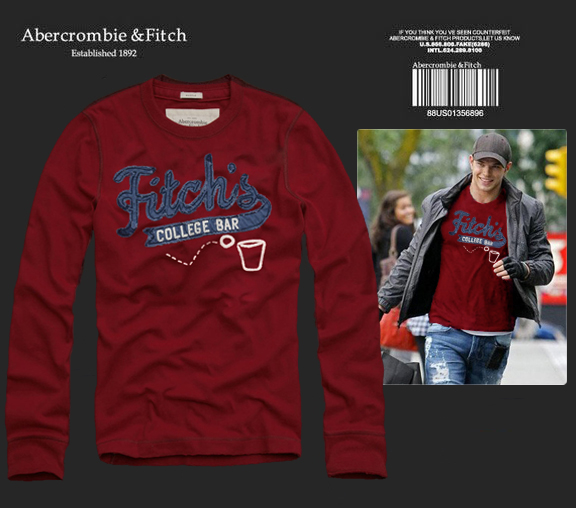 Abercrombie Fitch Hombres De Cuello Redondo Con Gente Fotos Largo Remera AF5992